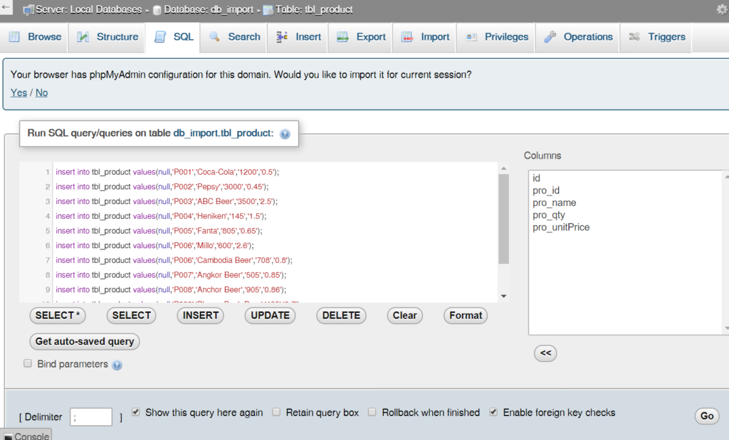 step21-1: step 22: Generate SQL insert statement in excel worksheet to run in MySql